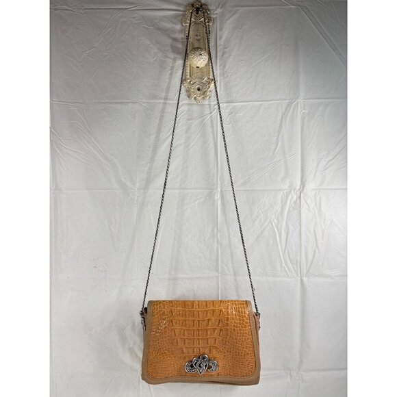 Brighton Tan Leather Croc embossed Shoulder Bag - Picture 2 of 11